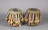 Tabla, wood, black paste, hide, Indian